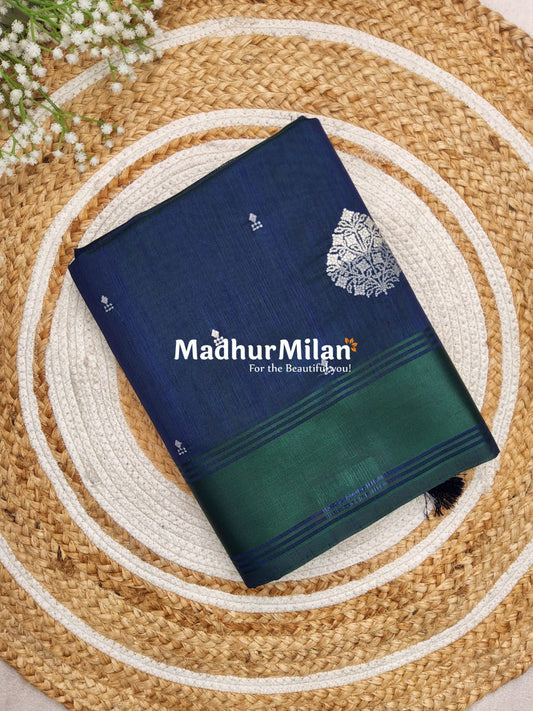 RAW SILK WORK SAREE GREEN