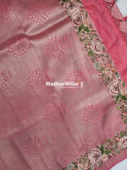 SOFT SILK EMBROIDERY WORK SAREE PINK