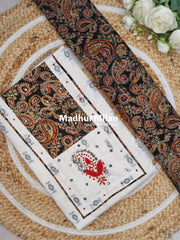 KALAMKARI KALAMKARI EMBROIDERY WORK UNSTITCHED SALWAR SUIT CREAM