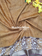 MODAL SILK SAREE PRINTED GOLDEN YELOW