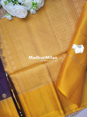 BUTTA BORDER SOFT SILK SAREE PURPLE YELLOW