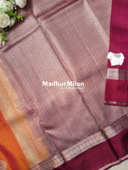 KANCHI BUTTA BORDER SAREE ORANGE MAROON