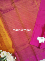 KANCHI STRIPES BIT BUTTA BORDER GOLDEN YELLOW PINK