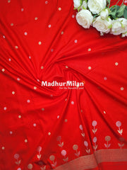 SUNFLOWER MALAI SILK SAREE BRIGHT RED