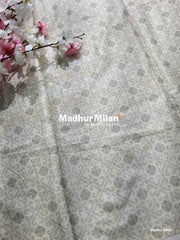 SEMI TUSSER FLORAL PRINTED BORDER EMBRIODERY SAREE - DUSTY BROWN