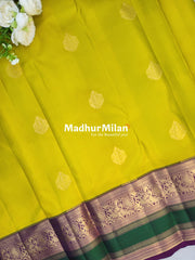 KANCHI BUTTA BORDER SAREE LEMON MAGENTA