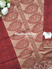 SUTI EMBOSE BORDER COTTON SAREE RUST