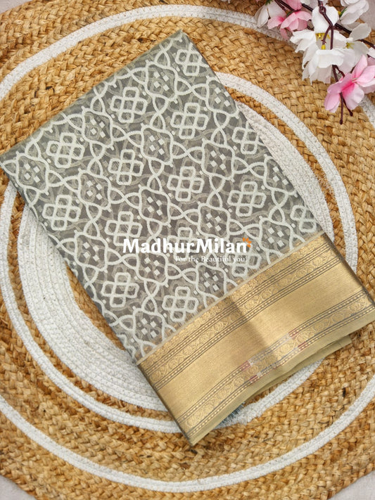 RUBY COTTON SILK SAREE DUSTY GREY