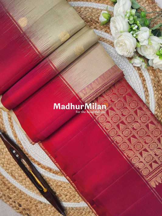 BUTTA BODER SOFT SILK SAREE BEIGE PINK