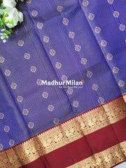 KANCHI CHECKS BUTTA BENTEX BORDER SAREE NAVYBLUE MAROON