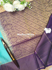 STRIPES BORDER BUTTA SOFT SILK SAREE RAMA WINE