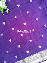 BANARASI BUTTA RUSSIAN CREPE SAREE PURPLE