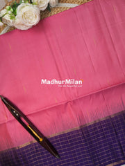 CHECKS BORDER BUTTA SOFT SILK SAREE ROSE PINK PURPLE