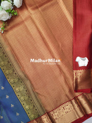 KANCHI CHECKS BUTTA BORDER SAREE RAMA RED