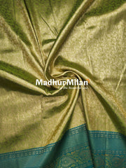 GANGOTRI TISSUE SILK SAREE DUSTY GREEN RAMA