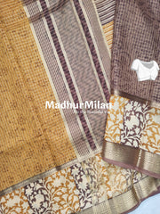 MODAL SILK SAREE PRINTED GOLDEN YELOW