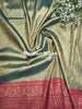 INDRA TISSUE SILK SAREE GOLDEN GREEN PINK