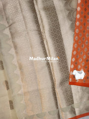 BANARASI SEMI KOTA SAREE BEIGE ORNAGE