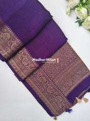 BANARASI BAMBO0 RAW SILK SAREE PURPLE