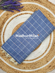 BENGALI CHECKS COTTON SAREE BLUE