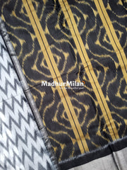 POCHAMPALI SILK COTTON SAREE WHITE BLACK