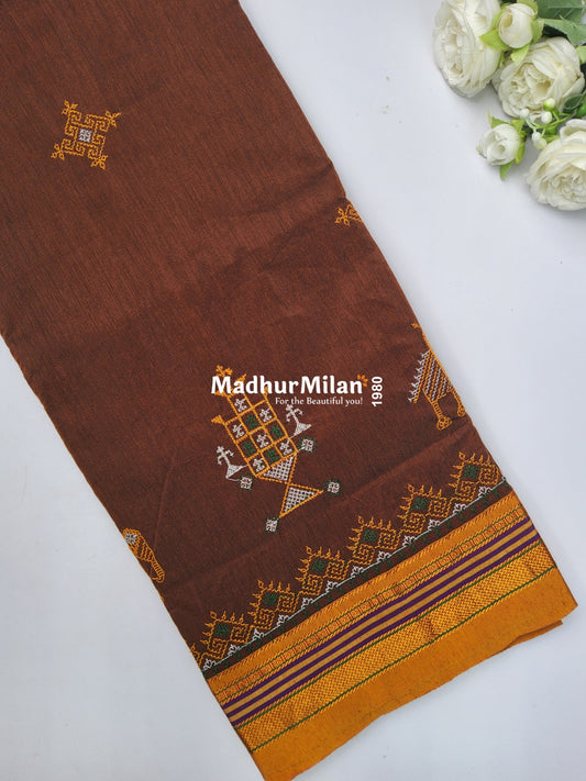 ILKAL ELEPHANT KASUTHI WORK SAREE RUST