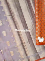 BANARASI SEMI KOTA SAREE LAVENDER ORANGE