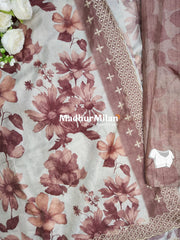 FLORAL TISSUE SAREE DUSTY BROWN