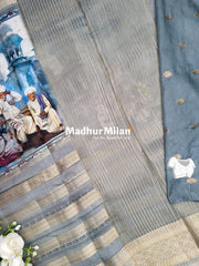 CHITRA PRINTS CREPE SAREE BLUE GREY