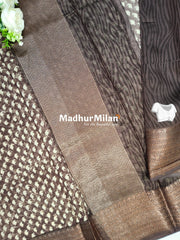 CHANDERI PRINTED SAREE BROWN