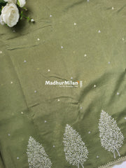 KUSHI SILK EMBROIDERY WORK SAREE LIGHT SEA GREEN