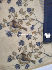 SPARROW KOVAI COTTON SAREE CHIKU NAVY BLUE