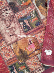 BANDHEJ DIGITAL MONGA SAREE PINK