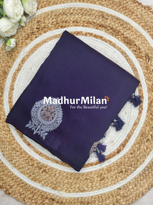 BIT BUTTA BORDER BANARASI SAREE DARK BRINGAL