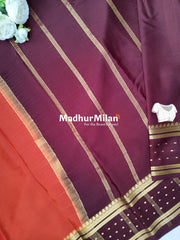 BENTEX BUTTA BORDER PURE CREPE SILK SAREE ORANGE BROWN