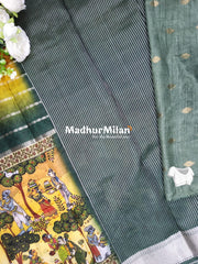 CHITRA PRINTS CREPE SAREE GOLD GREEN