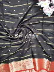 DISPUR SILK SAREE BLACK RED