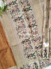 PIN STRIPES DIGITAL SEMI TUSSER SAREE GOLD