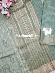 ASSAM SILK PRINTED SAREE DUSTY PISTA