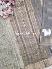 ASSAM SILK PRINTED SAREE DUSTY GREY