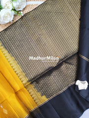 POORVIKA UPPADA SOFT SILK SAREE GOLD YELLOW BLACK