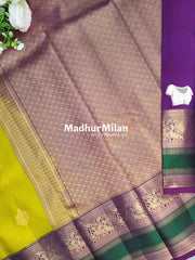 KANCHI BUTTA BORDER SAREE LEMON MAGENTA