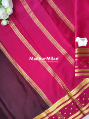 BENTEX BUTTA BORDER PURE CREPE SILK SAREE WINE PINK