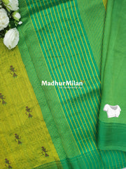 WARLI EMBROIDERY WORK RAW SILK SAREE GREEN