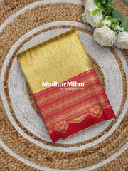 SHANTALA TISSUE SILK SAREE DUSTY GOLDEN YELLOW PINK