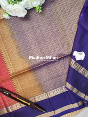 BENTEX BORDER LINES BODY SOFT SILK SAREE PEACH VIOLET