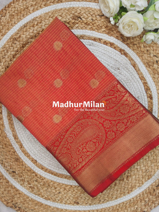 BANARASI KORA SILK SAREE RED