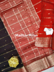 DISPUR SILK SAREE BLACK RED