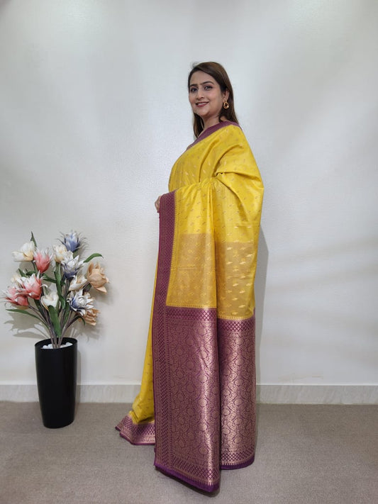 BANARASI COTTON LOOMS DUSTY YELLOW ONION