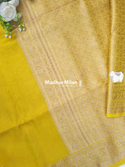 BANARASI BAMBO0 RAW SILK SAREE LEMON YELLOW